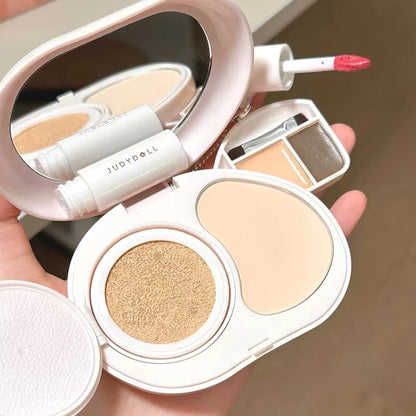 Judydoll Makeup Set Palette Cushion Foundation Cream Lipstick Concealer Setting Powder Eye Brow Gel Natural Lasting Makeup Set